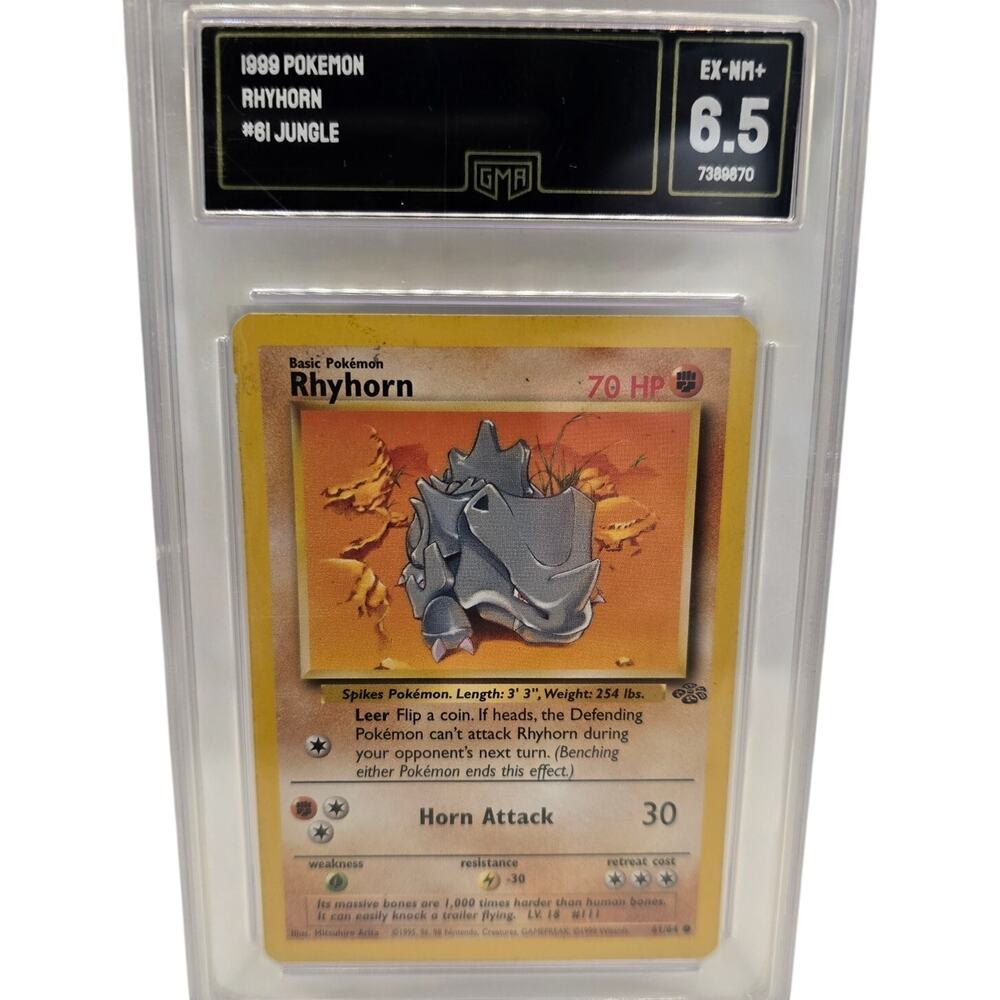 1999 Pokémon Jungle Rhyhorn #61 GMA 6.5 EX-NM+ Graded Card